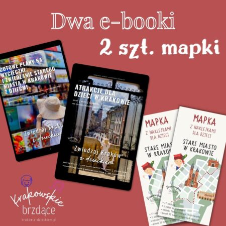 Pakiet 3: dwa e-booki oraz dwie szt. mapki z naklejkami dla dzieci – Stare Miasto w Krakowie - wysyłka mapek GRATIS